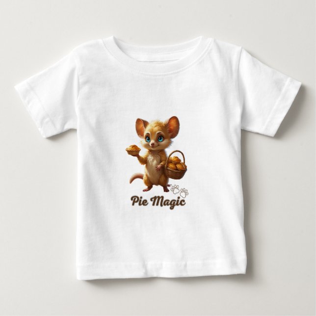 Camiseta Para Bebê Rato Fofo da Floresta com Tortas (Frente)