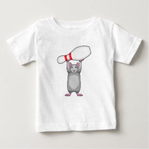 Camiseta Para Bebê Rato na Boliche com pino de Boliche