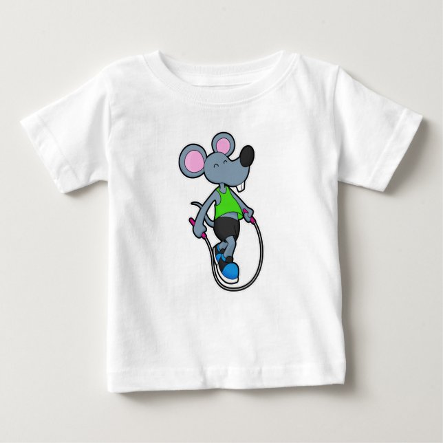 Camiseta Para Bebê Rato na Malhação com corda (Frente)
