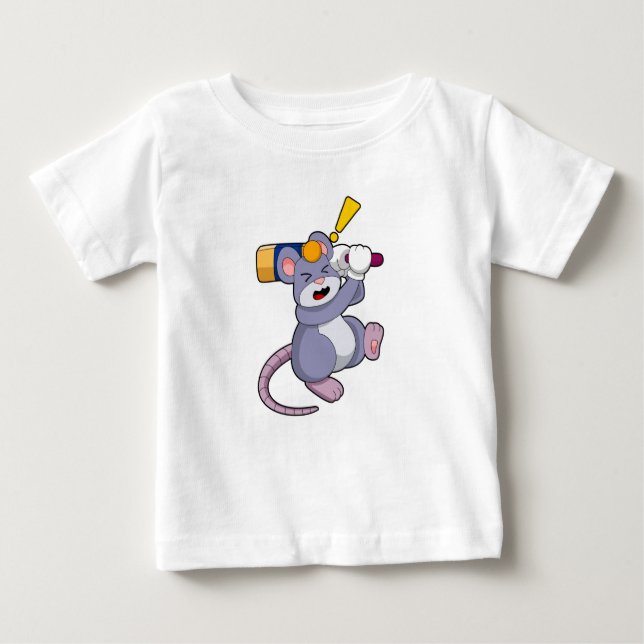 Camiseta Para Bebê Rato no Cricket com morcego de Cricket (Frente)
