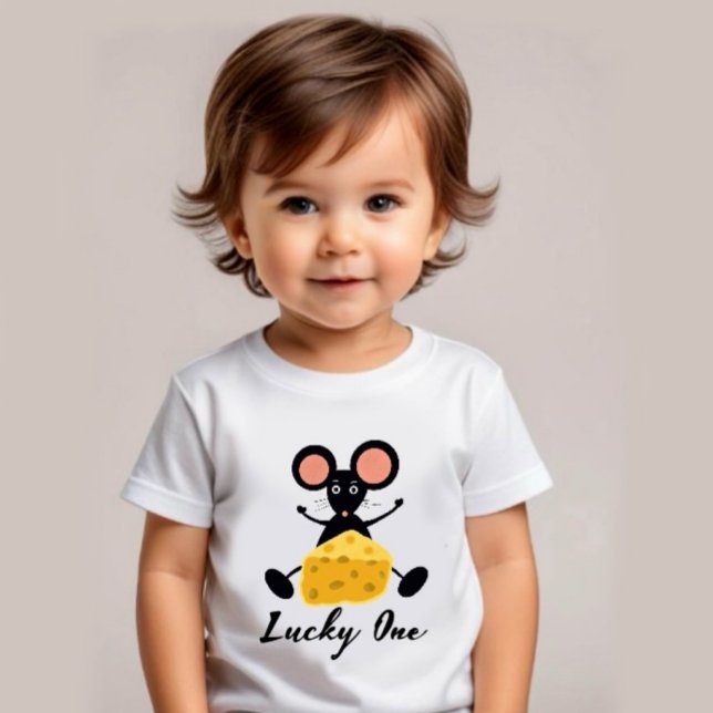 Camiseta Para Bebê Rato pequeno com queijo (Criador carregado)