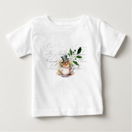 Camiseta Para Bebê Rato Victoriano no copo de chá
