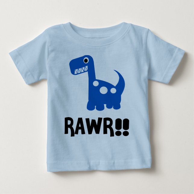 Camiseta Para Bebê Rawr Dino Blue (Frente)