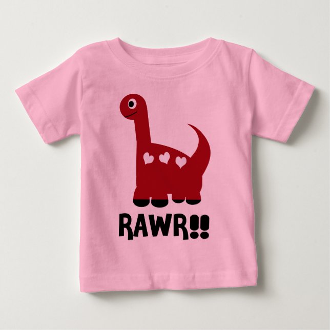 Camiseta Para Bebê Rawr Dino Red (Frente)