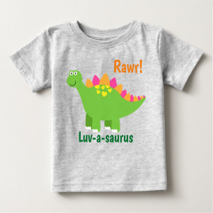 Camiseta Para Bebê Rawr! Dinossauro verde bebê Luv-a-saurus
