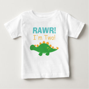 Camiseta Para Bebê Rawr, eu sou dois, dinossauro bonito para bebês