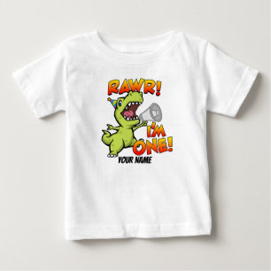 Camiseta Para Bebê Rawr Eu sou um dinossauro