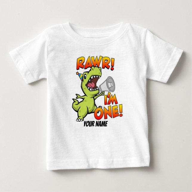Camiseta Para Bebê Rawr, sou um dinossauro (Frente)