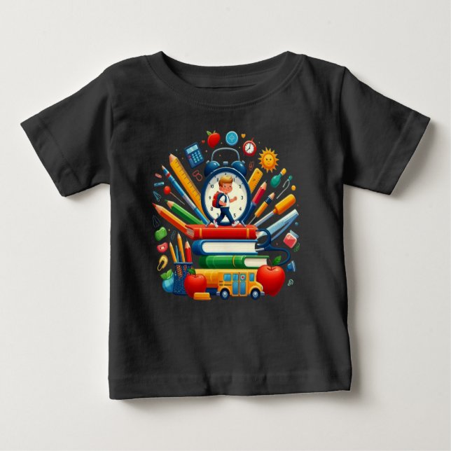 Camiseta Para Bebê Ready for School: Dynamic Back to School Essential (Frente)