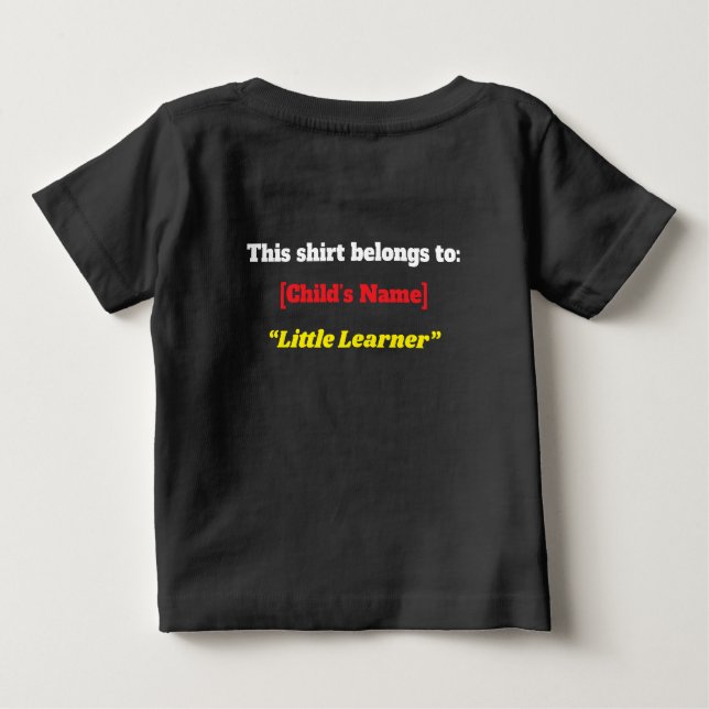 Camiseta Para Bebê "Ready to Learn, Ready to Shine!" – Cute Kindergar (Verso)