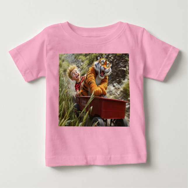 Camiseta Para Bebê Realistic Calvin and Hobbes Baby Tee (Frente)