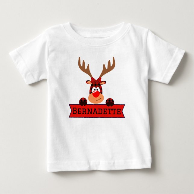 Camiseta Para Bebê Rebelde de Xadrez de Buffalo da Família de Combina (Frente)