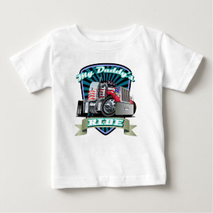 Camiseta Para Bebê Reboque de tractor vermelho branco & do azul semi