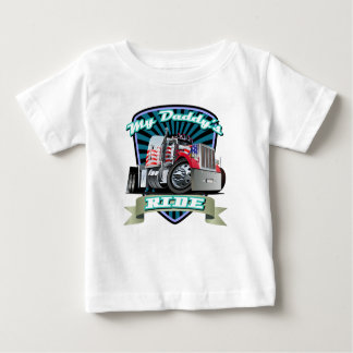 Camiseta Para Bebê Reboque de tractor vermelho branco & do azul semi