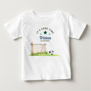 Camiseta Para Bebê Recém-Nascido no Futebol “É Hora do Jogo” Primeiro