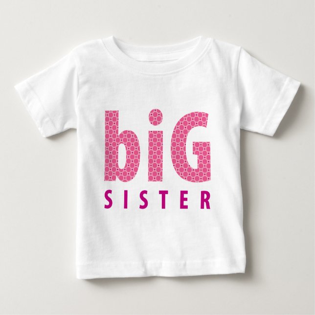 Camiseta Para Bebê RECOLHA DE SIBLINGS - irmã mais velha {rosa} (Frente)