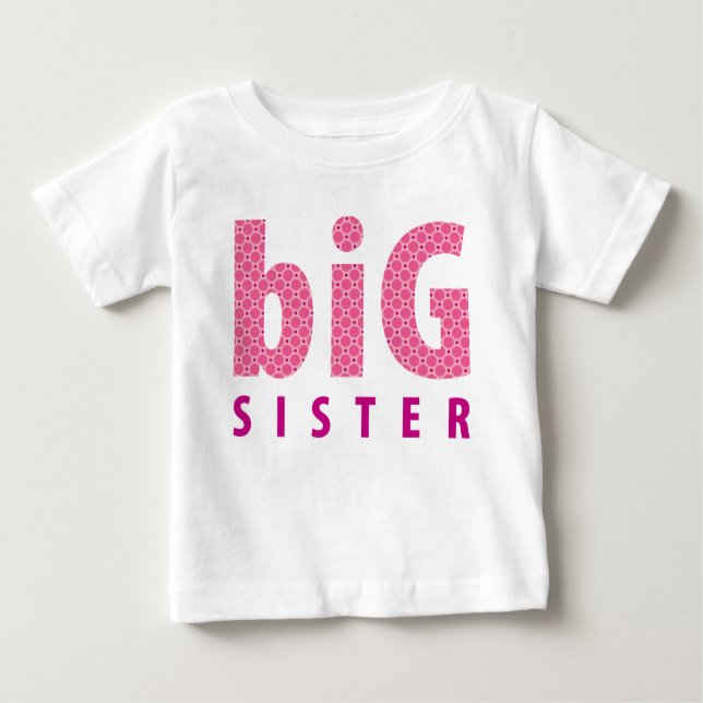 Camiseta Para Bebê RECOLHA DE SIBLINGS - irmã mais velha {rosa} (Frente)