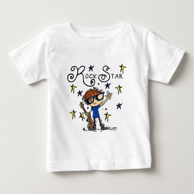 Camiseta Para Bebê Red Boy Rock Star (Frente)