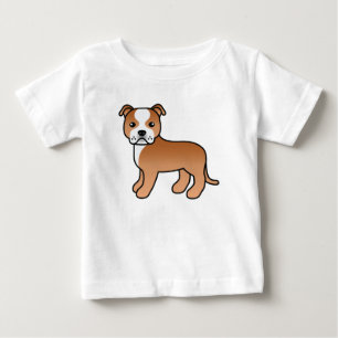 Camiseta Para Bebê Red E White Staffordshire Bull Terrier Dog