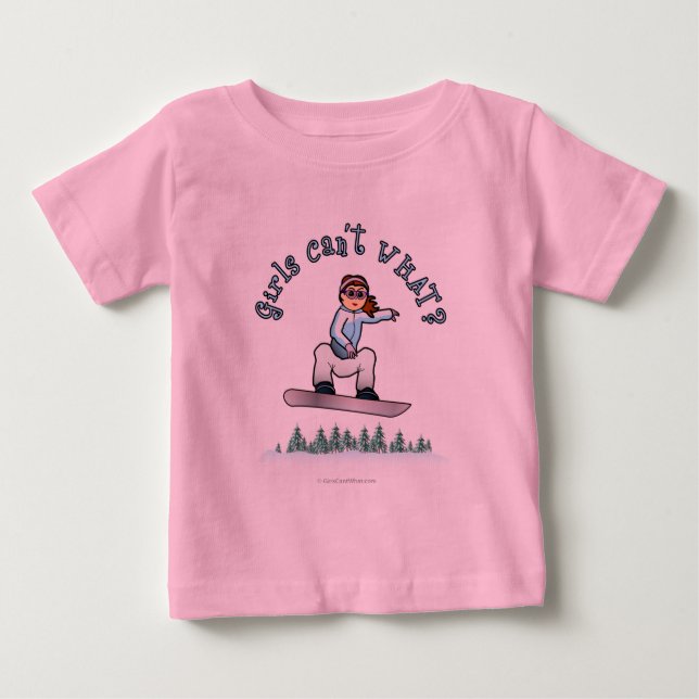 Camiseta Para Bebê Red Female Snowboarder (Frente)