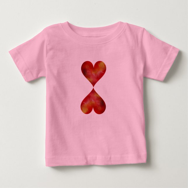 Camiseta Para Bebê Red Hearts Baby Tutu Bodyetet, Rosa (Frente)