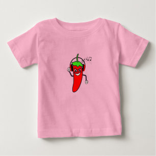 Camiseta Para Bebê Red Hot Chili Pepper Ouvindo Música T-Shirt