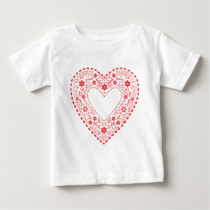 Camiseta Para Bebê Red Lace Heart