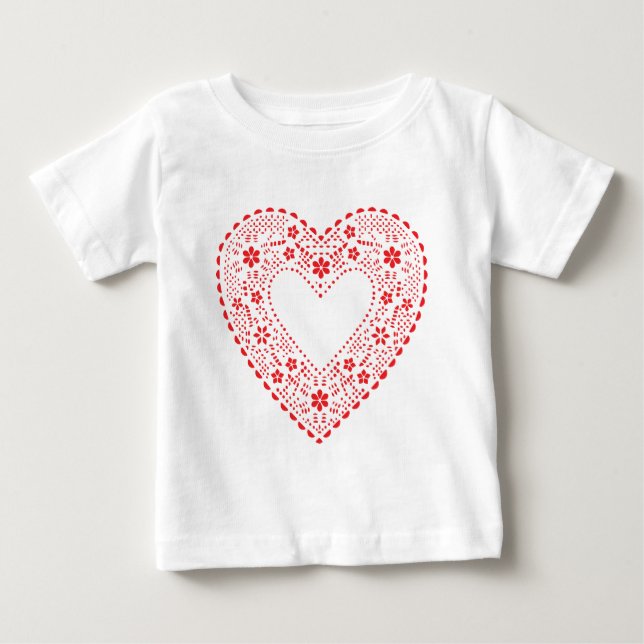 Camiseta Para Bebê Red Lace Heart (Frente)