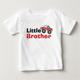 Camiseta Para Bebê Red Monster Truck Little Brother
