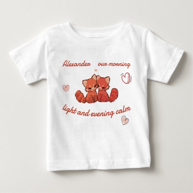 Camiseta Para Bebê Red Panda Baby Tee – Custom Name (Frente)
