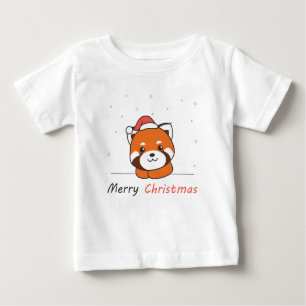 Camiseta Para Bebê Red Panda Christmas Snow Winter Animais Pandas