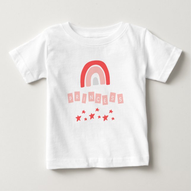 Camiseta Para Bebê Red Rainbow Princess Stars Baby Girl T-Shirt (Frente)