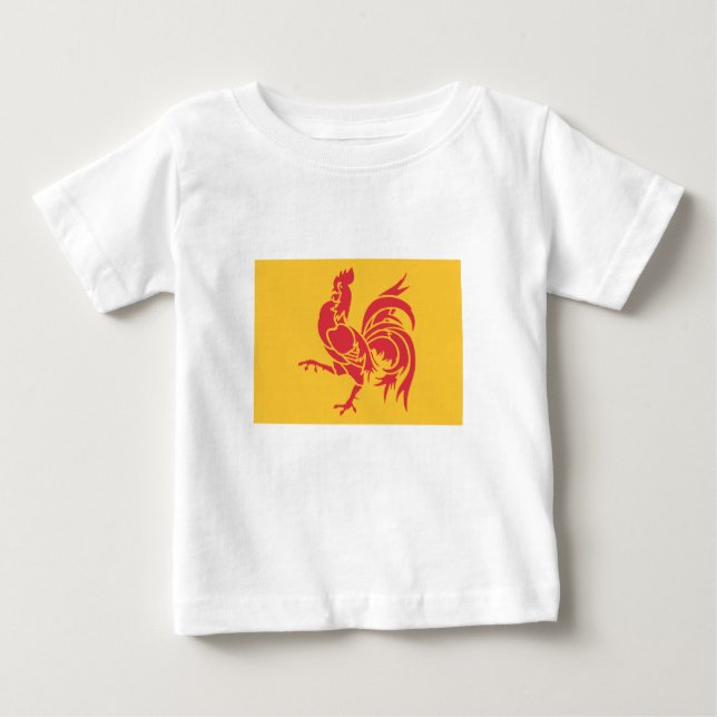 Camiseta Para Bebê Red Rooster (Bandeira da Valônia) (Frente)
