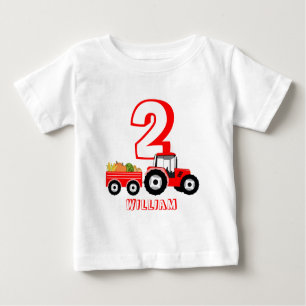 Camiseta Para Bebê Red Truck Fazenda Produz Birthday Boy