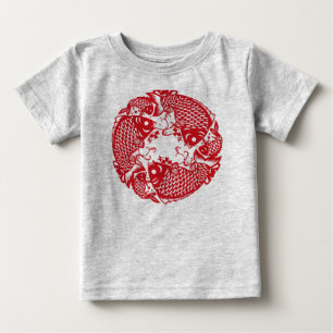 Camiseta Para Bebê Red Whirling Koi Carp Fish Group Baby Bodysuit