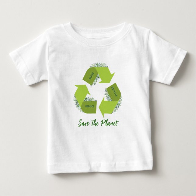 Camiseta Para Bebê Reduzir, Reutilizar, Reciclar Bebê T-Shirt (Frente)