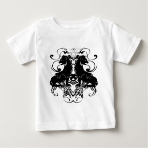 Camiseta Para Bebê Reelaboração de Leões Vintage com Espirais