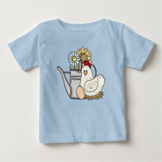 Camiseta Para Bebê Regador de Galinha Caipira Girassol Margarida Infa