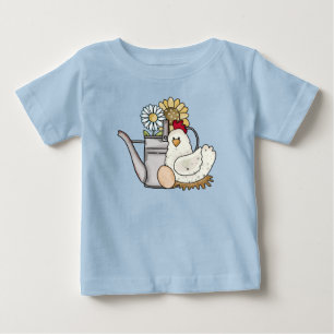 Camiseta Para Bebê Regador de Galinha Country Sunflower Daisy Kid's