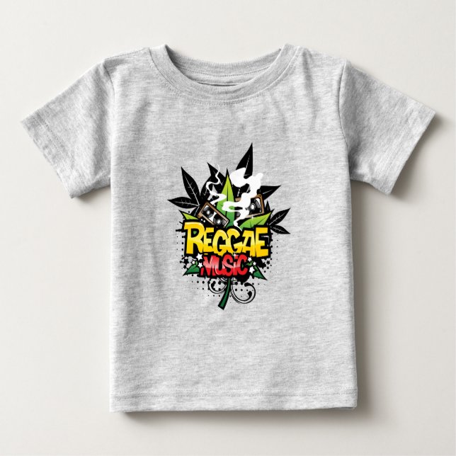 Camiseta Para Bebê Reggae Music (Frente)