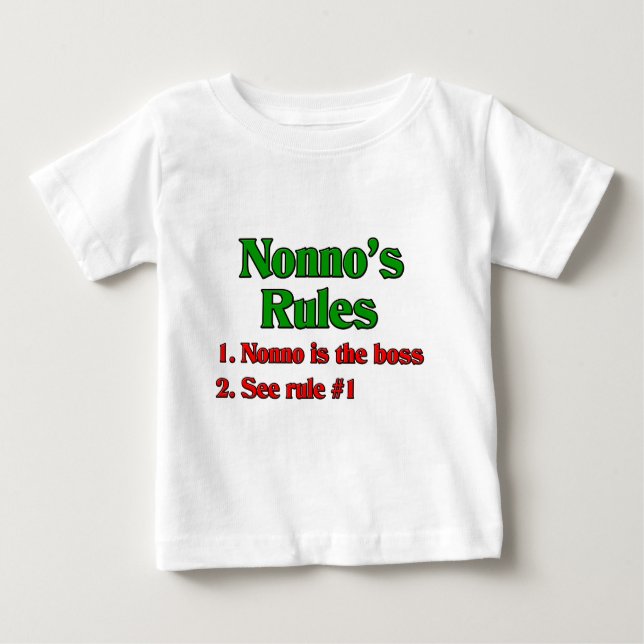 Camiseta Para Bebê Regras de Nonno (Avô Italiano) (Frente)