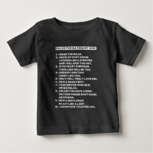 Camiseta Para Bebê Regras para namorar meu filho