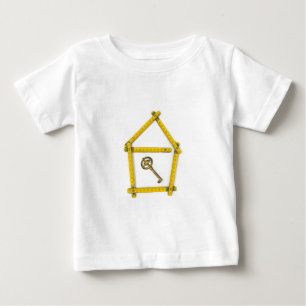 Camiseta Para Bebê régua de dobradura, forma da casa e chave