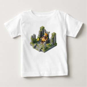 Camiseta Para Bebê Rei Macaco Isométrico 3D Bocejando em Pedra Antiga