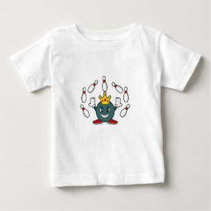 Camiseta Para Bebê Rei na Boliche com cavilha de Boliche