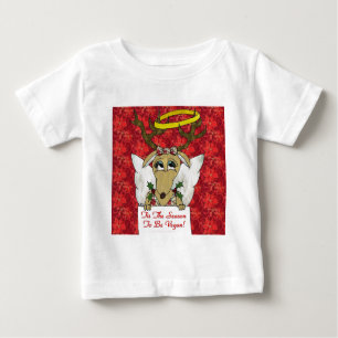 Camiseta Para Bebê Reindeer Angel Tis A Época de Ser Vegan