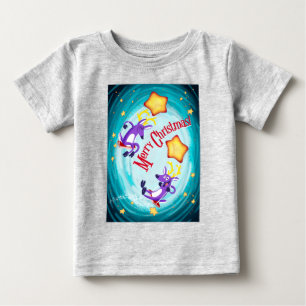 Camiseta Para Bebê REINDEER BALANÇAM NUMA ESTRELA por Jeff Willis Art
