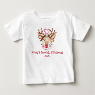 Camiseta Para Bebê Reindeer Bonito 1 rua/segundo/3º/4Personalização N