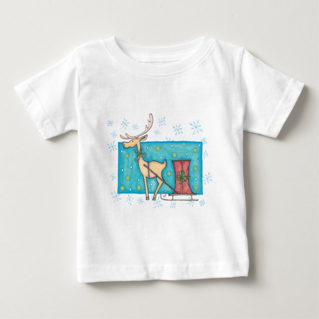 Camiseta Para Bebê Reindeer com Pacote (Frente)