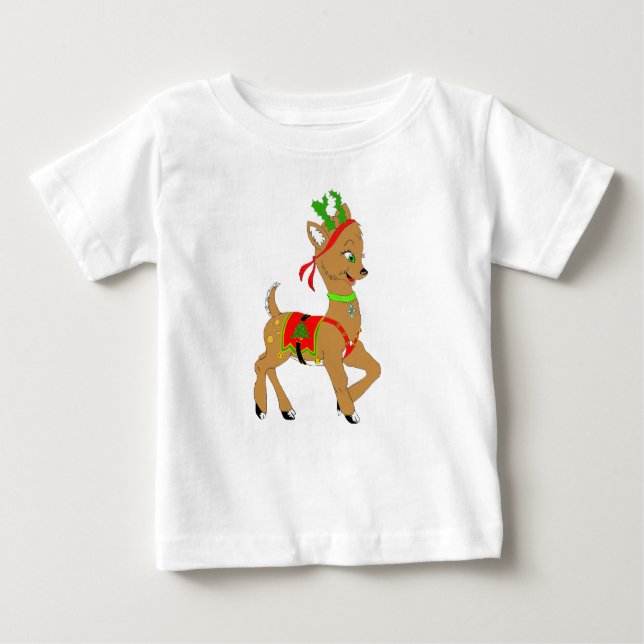 Camiseta Para Bebê Reindeer Doe de Natal (Frente)